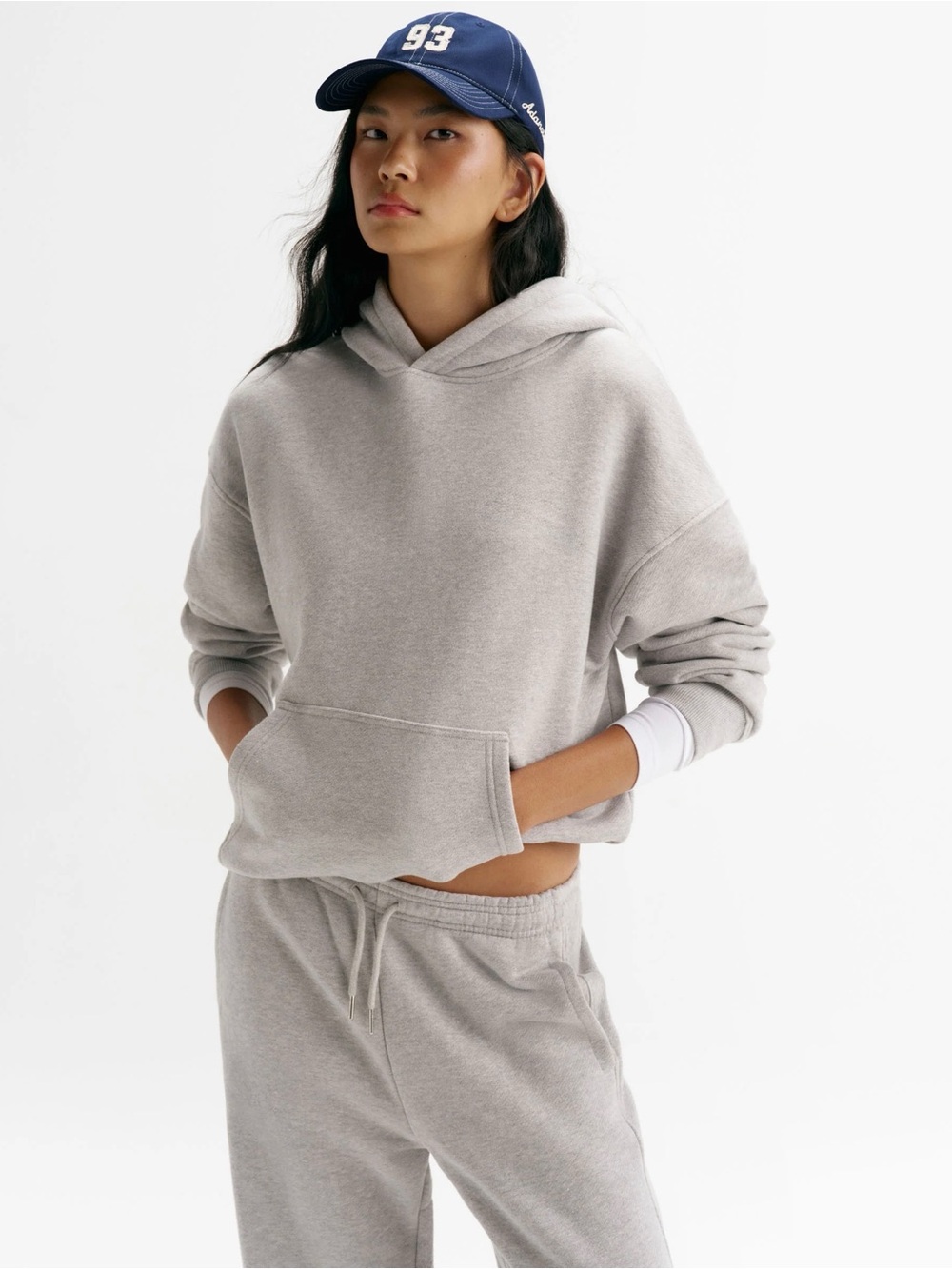 Adanola Embroidered Heather Grey Hoodie